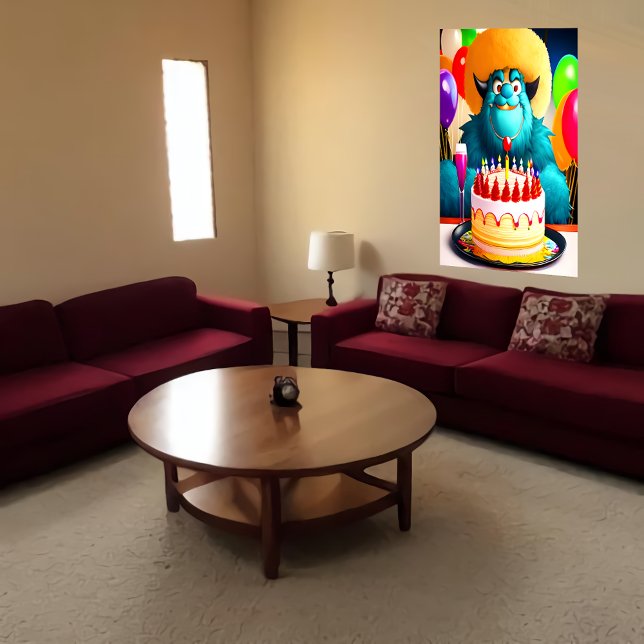 Grattis på födelsedagen, monster, kakballong | AI  Poster (Skapare uppladdad)