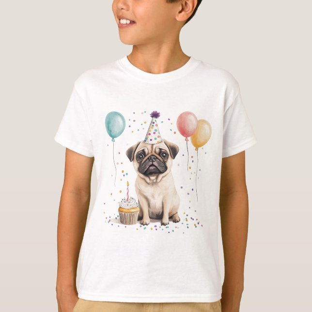 Grattis på födelsedagen Mops Hund T Shirt (Framsida)
