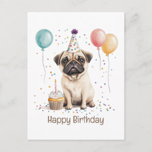 Grattis på födelsedagen Mops Hund Vykort