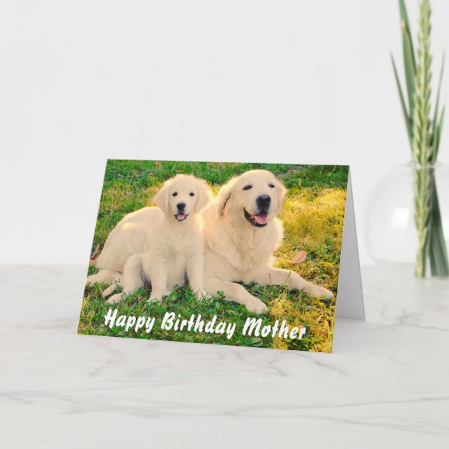 Grattis på födelsedagen Mor Cute Golden Retriever  Kort (Framsida)
