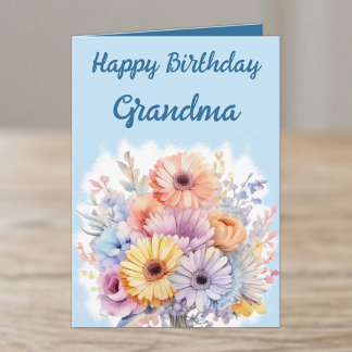 Grattis på födelsedagen mormor blommor blå kort
