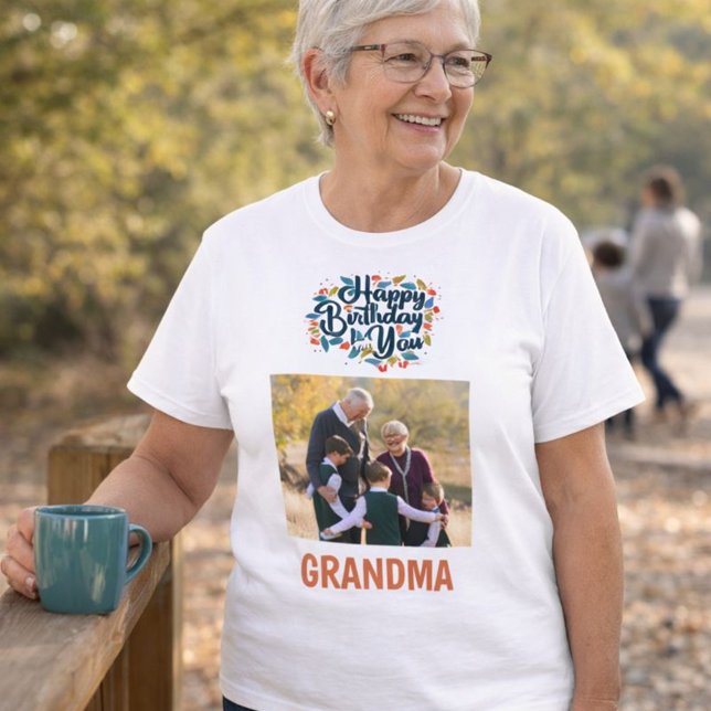 Grattis på födelsedagen Mormor foto T-Shirt (Skapare uppladdad)