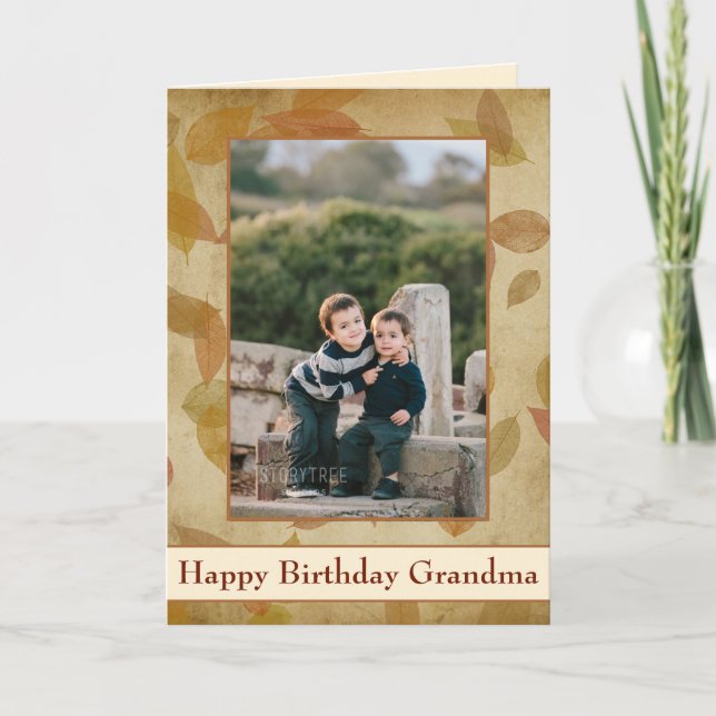 Grattis på födelsedagen Mormor Hösttema Kort (Framsida)