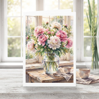 Grattis på födelsedagen mormor! Rosa peonior Blomm Kort