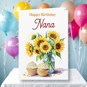 Grattis på födelsedagen Mormor   Solrosor och Cupc Kort