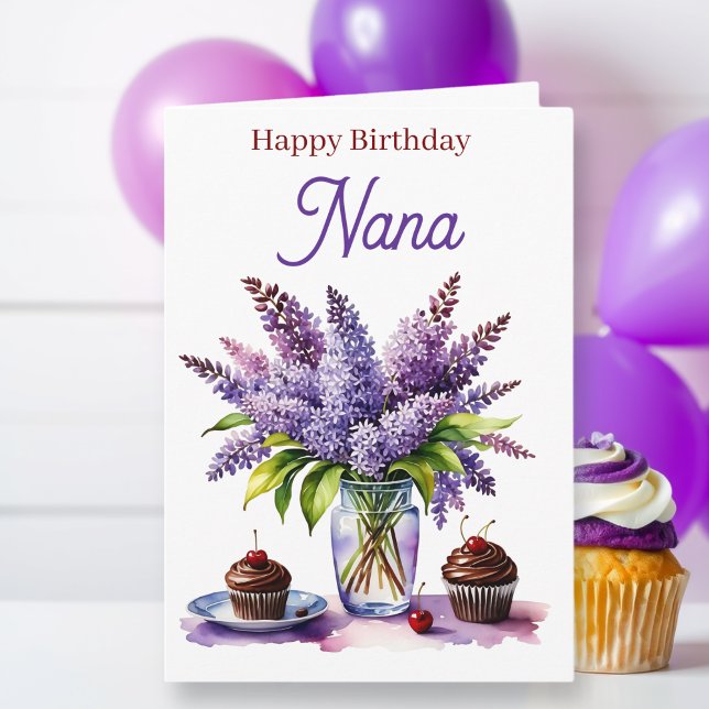 Grattis på födelsedagen Mormor | Syren och Cupcake Kort (Skapare uppladdad)