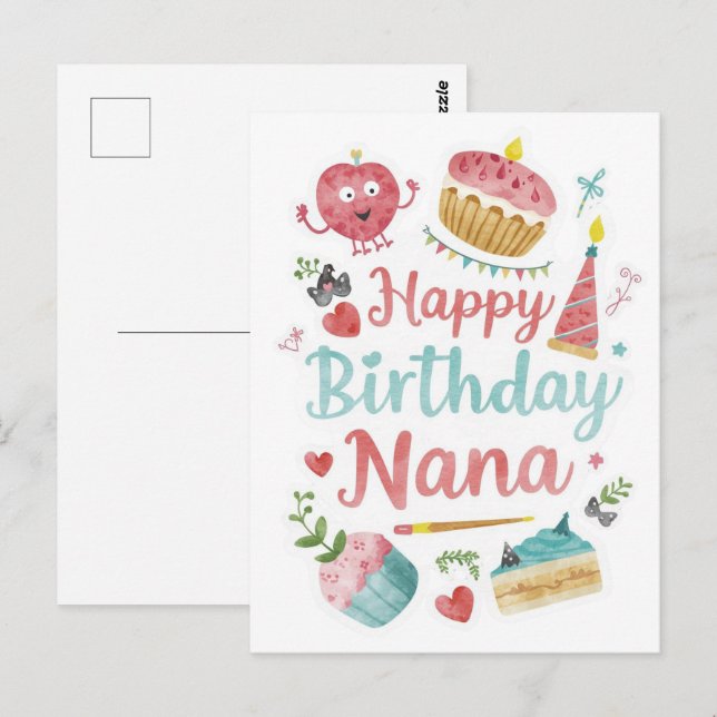 Grattis på födelsedagen Mormor  Vykort (Fram/baksida)