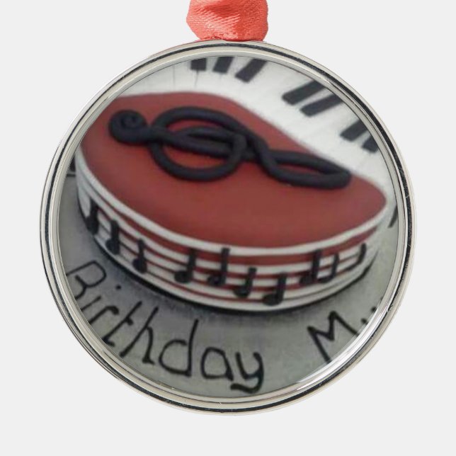 Grattis på födelsedagen morsa kaka julgransprydnad metall (Framsidan)