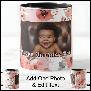 Grattis på födelsedagen Morsa Mamma Photo Cute Ros Mugg