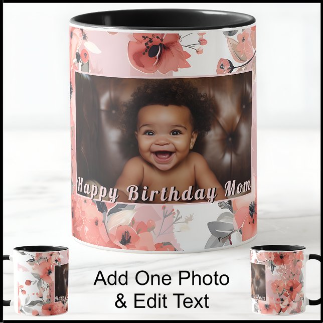 Grattis på födelsedagen Morsa Mamma Photo Cute Ros Mugg (Skapare uppladdad)