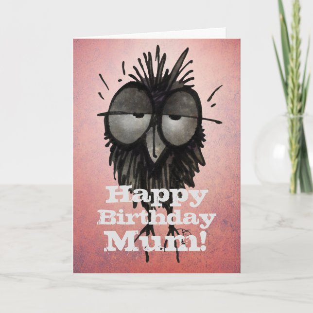 Grattis på födelsedagen Morsa! Sömnig Uggla Art Mo Kort (Framsida)