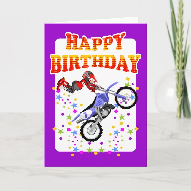 Grattis på födelsedagen, motocross rider kort (Framsida)