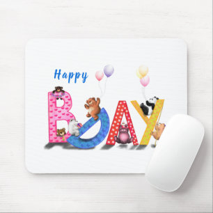 Grattis på födelsedagen Mouse Pad Baby Bears Party Musmatta