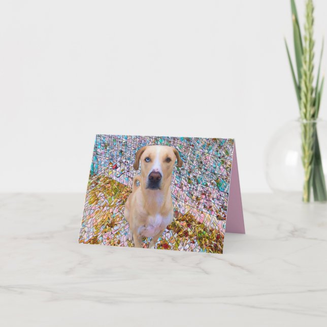 Grattis på födelsedagen! Mozaikstil - Hund med blå Kort (Framsida)