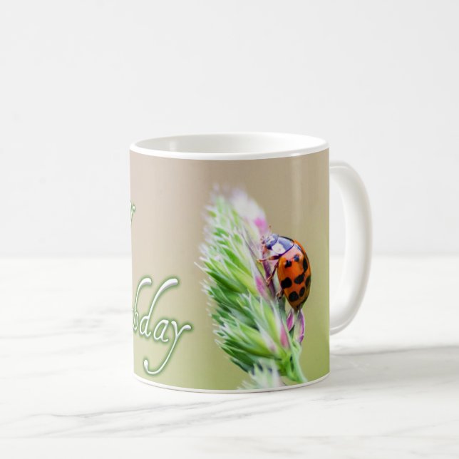 Grattis på födelsedagen mugg med en ladybug! (Framsida höger)