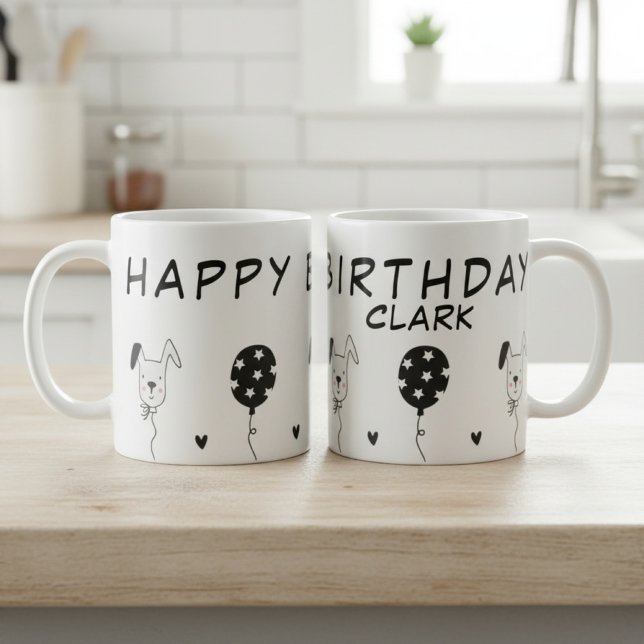Grattis på födelsedagen Mugg med Hundar och ballon (funny birthday mug)