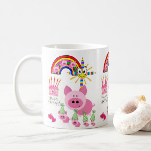 Grattis på födelsedagen Mugg Rosa Gris