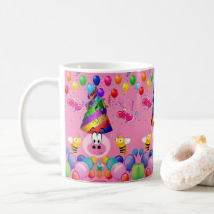 Grattis på födelsedagen Mugg Rosa Gris Bumblebee