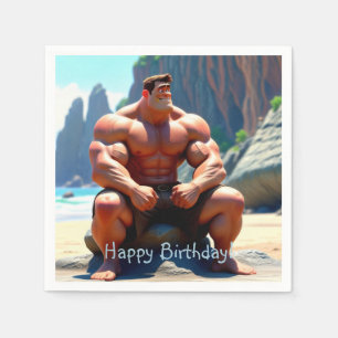 Grattis på födelsedagen Muscleman Pappersservett