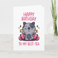 Grattis på födelsedagen My Best Tea Funny Cat Birt