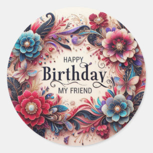 Grattis på födelsedagen My Friend Sticker Runt Klistermärke