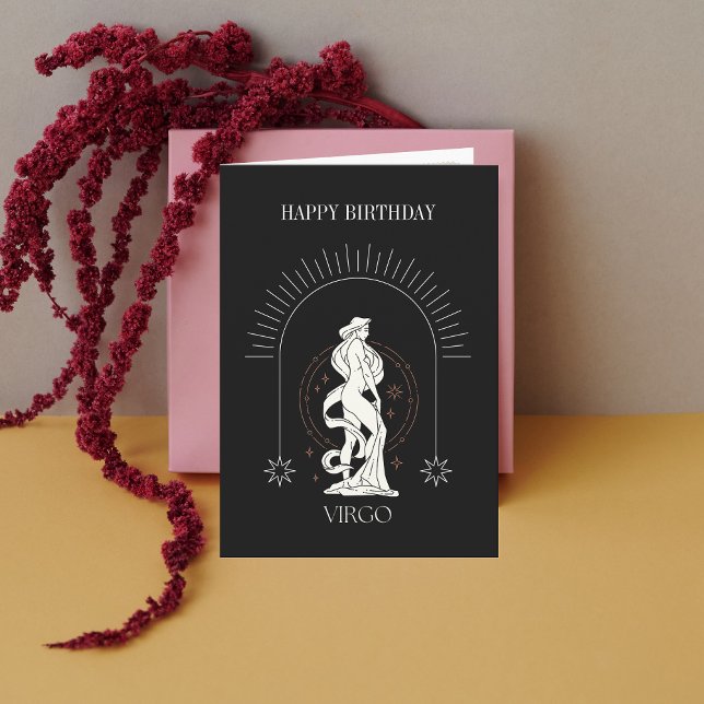 Grattis på födelsedagen Mystic Våg Zodiac Horoscop Inbjudan (Happy Birthday Mystic Virgo Zodiac Horoscope Card)