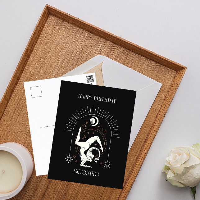 Grattis på födelsedagen Mystisk Skorpion Zodiaksho Vykort (HappyBirthday Mystic Scorpio Zodiac Horoscope Postcard)
