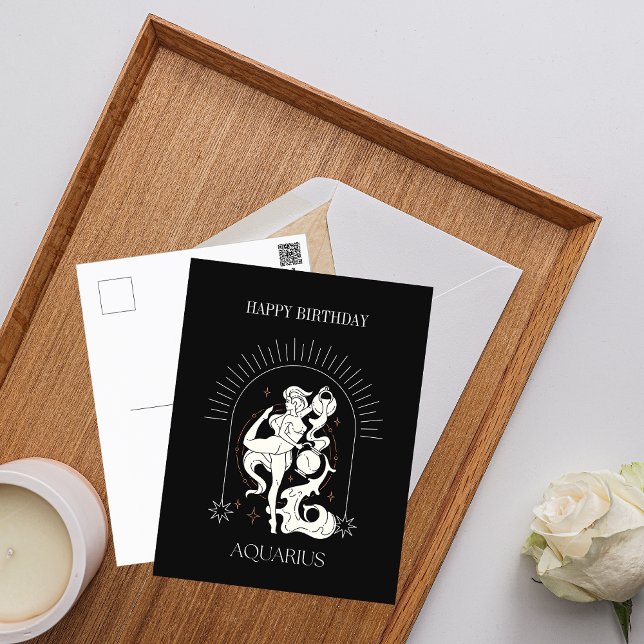 Grattis på födelsedagen Mystisk Vattumannens stjär Vykort (HappyBirthday Mystic Aquarius Zodiac Postcard)