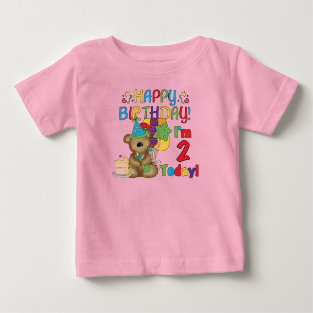 Grattis på födelsedagen Nalle 2:a födelsedagen T-shirt (Framsida)