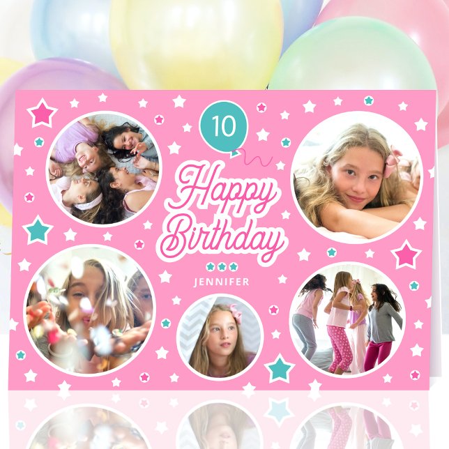 Grattis på födelsedagen Namn Age Photo Collage Bri Kort (Skapare uppladdad)