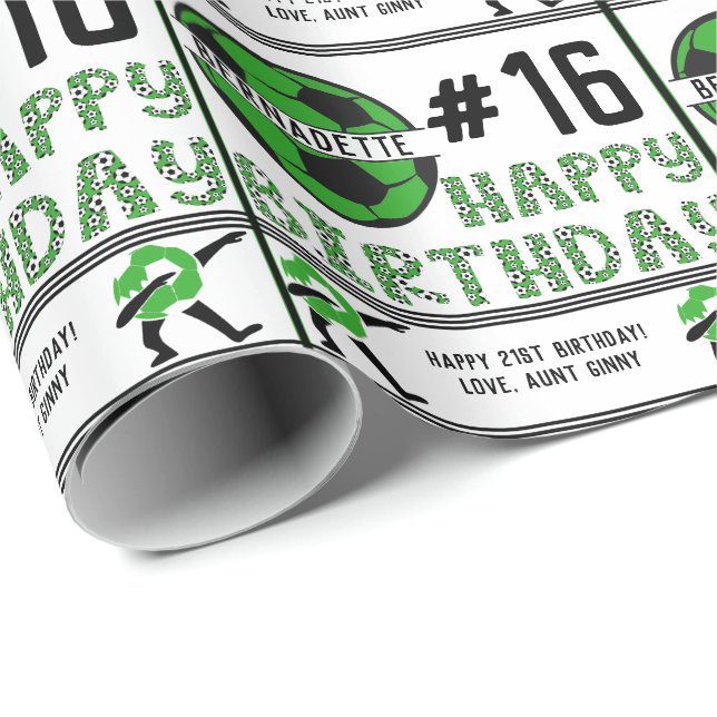 Grattis på födelsedagen Namn-åldern för sportskytt Presentpapper (Rullad Hörn)