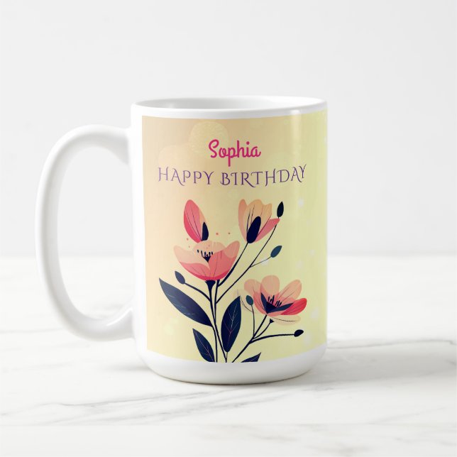 Grattis på födelsedagen, Namn, Blommor på Gradient Kaffemugg (Vänster)