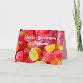 Grattis på födelsedagen, Namn, Red Jelly Candy Häl Kort