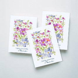 Grattis på födelsedagen Nana Lilac Watercolor Blom Kort