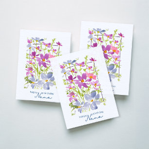 Grattis på födelsedagen Nana Lilac Watercolor Blom Kort