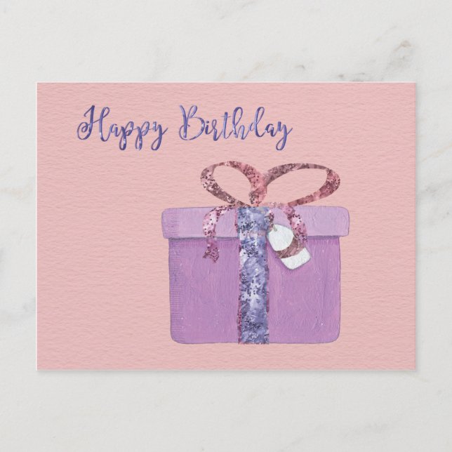 Grattis på födelsedagen närvarande på Rosa Vykort (Framsida)