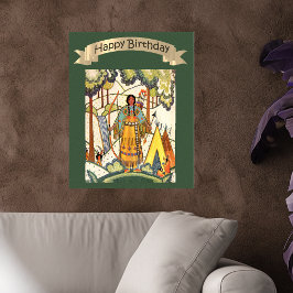 Grattis på födelsedagen Native American Woman Embr Poster