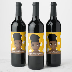 Grattis på födelsedagen! Naturlig skönhet, vita st Vinflaska Etikett