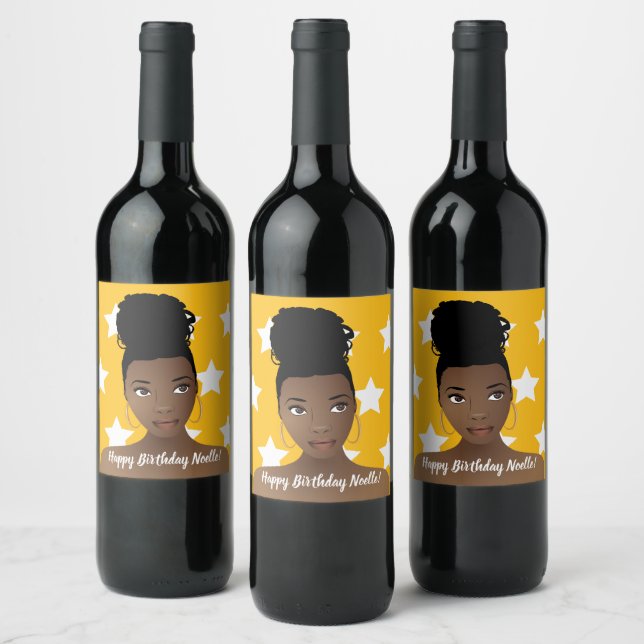 Grattis på födelsedagen! Naturlig skönhet, vita st Vinflaska Etikett (Flaskor)