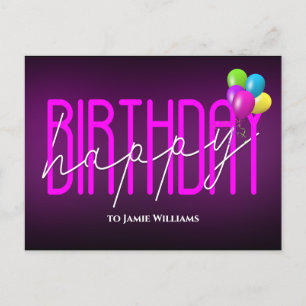 Grattis på födelsedagen Neon party-ballonger inbju Inbjudan Vykort
