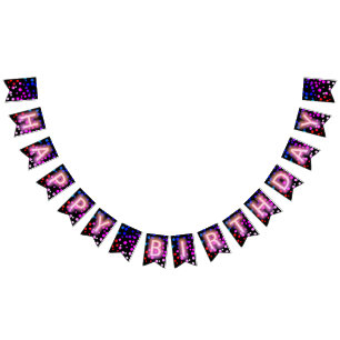 Grattis på födelsedagen Neon-skylt med punkter Vimplar