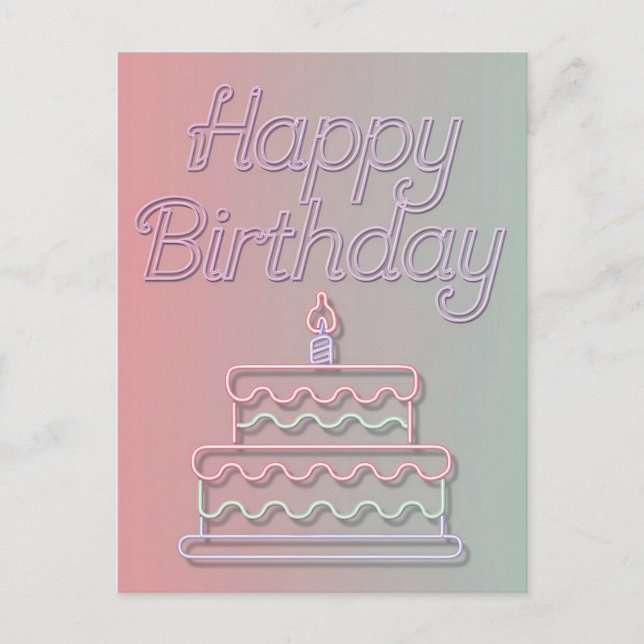 Grattis på födelsedagen Neonljusdesign Vykort (Framsida)