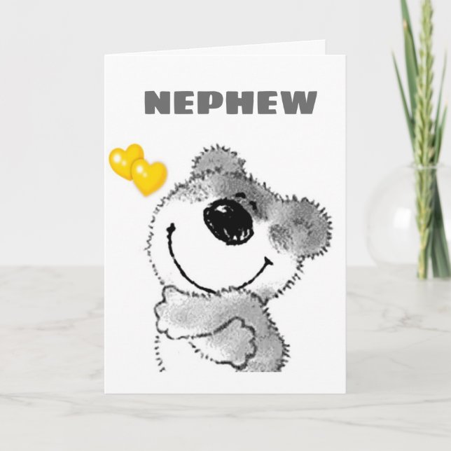GRATTIS PÅ FÖDELSEDAGEN ***NEPHEW*** med CUTE TEDD Kort (Framsida)