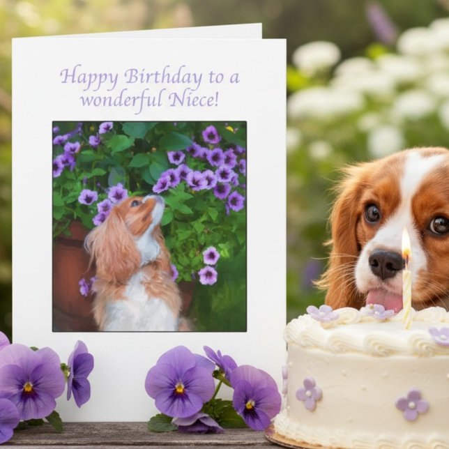 Grattis på födelsedagen Niece Cavalier King Charle Kort (Skapare uppladdad)