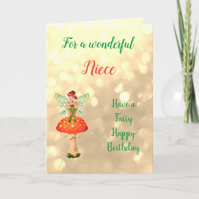 Grattis på födelsedagen Niece Fairy design Kort (Framsida)