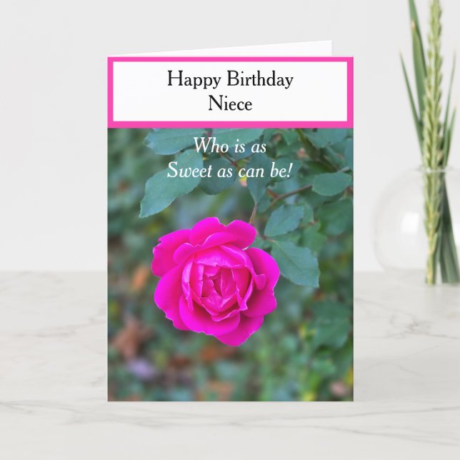 Grattis på födelsedagen Niece Ljust rosa ros Cupca Kort (Framsida)