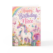 Grattis på födelsedagen Niece Magisk Enhörning Gra