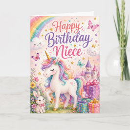 Grattis på födelsedagen Niece Magisk Enhörning Gra Kort