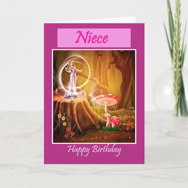 Grattis på födelsedagen Niece med älvfödelsedag Kort (Framsida)