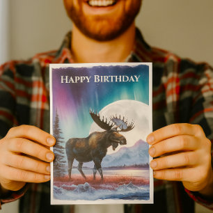 Grattis på födelsedagen Norrsken Alaska Älg Kort
